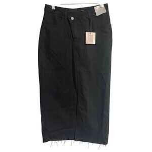 Black Happily Grey Womens Midi Denim Skirt Slit Front Size 7 Waist 27